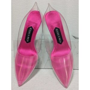 Jessica Rich Womens Racy Pointed Toe Clear Pink Heel Pumps 4.5" Sz EU 38 USA 8
